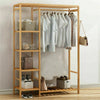 6 Tier Bamboo Garment Rack Storage Shelves Clothes Hanging Wardrobe Closet Stand