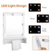 White Bathroom Cabinet Mirror Storage Unit Shelf LED Light Switch Towel Holder