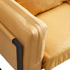 Single Faux Leather Sofa Brown Armchair Metal Legs Living Room Office Modern