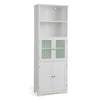 Wood Tall Storage Cabinet 2 Doors Display Organizer Freestanding Pantry Cupboard