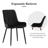 2x Black Velvet High Back Dining Chairs Padded Seat Dining Room Chairs Modern