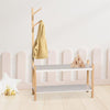 Wooden Shoe Rack With Coat Stand Shoe Storage Rack For Hallway White MDF Wood
