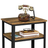 End Table Rustic Industrial End Telephone Table w/ 2-Tier Shelves for Any Rooms