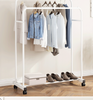 Double Clothes Rail Rack Garment Hanging Display Stand 4 Wheels Portable Armoire