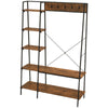 Industrial Coat Rack Stand Hall Tree with 2-Tier Shoe Rack 5-Tier Side Shelves