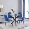 4x Blue Velvet Designed Dining Chairs Black Metal Legs Kitchen Dining Room Chair