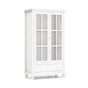 Modern Bookcase Cabinet Wooden Display Cabinet w/2 Glass Doors Storage Organizer