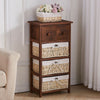 Chest of Drawers Cabinet Bedroom 2 Drawer 3 Baskets Wooden Wicker Living Room