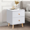 White Nightstand 2 Drawers Storage Wood Bedside Cabinet Small Side Table Bedroom