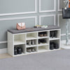White Shoe Storage Bench Cabinet Ottoman Padded Seat Organizer Shelves Adjusting