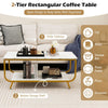 Modern Faux Marble Coffee Table 2-Tier Rectangular Accent Table Chic Cocktail