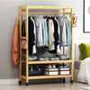 3 Layer Wooden Rail Clothes Hanging Coat Stand Shoe Rack Shelve Storage Wardrobe