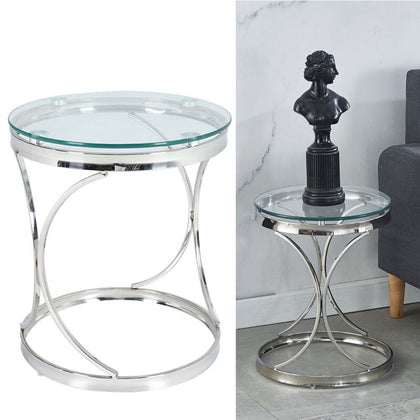 Round Glass Coffee Table Sofa Side End Table Lamp Stand Living Room Furniture