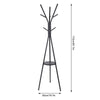 Iron Frame Wooden Board Hooks Coat Rack Clothes Rail Hanger Stand Storage Shelf