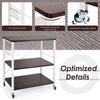 3 Tier Rolling Kitchen Baker's Rack Adjustable Utility Serving Cart W/ 10 Hooks
