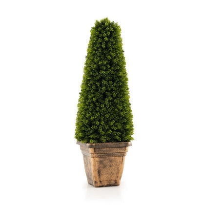 85CM Artificial Boxwood Topiary Tree Faux Cone-Shaped Potted Boxwood Tree w/ Pot