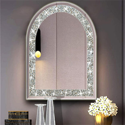 Luxury Arch Decorative Wall Mirror Crush Diamond Makeup Dress Mirror Home Déco