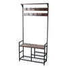 Industrial Metal Coat Rack Shoe Bench Storage Shelves Hooks For Home Living Room