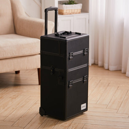 3 in 1 Large Makeup Cosmetic Hairdressing Vanity Beauty Storage Case Trolley Box