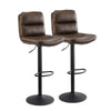 Set of 2 Faux Leather Bar Stools Breakfast Stools Brown Grey Gas Lift Swivel