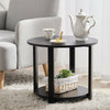 2 Tier Wooden Coffee Table With Metal Legs 50/60cm Round Side Table Home Office