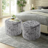 Crushed Velvet Round Footstool Dressing Table Stool Pouffe Seat Chair Side Pouf