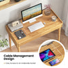 Modern Bamboo Computer Desk Study Writing Desk Workstation W/ 2 Storage Drawers