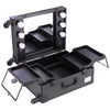 Rolling Studio Makeup Cosmetic Case w/ LED Light Bulb Mirror Train Table Artist