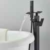 Black Waterfall Freestanding Bath Tub Mixer Taps Hand Shower Bathroom Taps Set