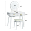 Dressing Makeup Table Set Vanity Desk Set w/Stool 2 Drawer LED Mirror Bedroom