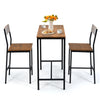 3PCS Small Table and 2 Chairs Bar Kitchen Dining Breakfast Furniture Set W/Shelf