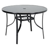 Round Metal Frame Glass Top Garden Patio Dining Table Outdoor Table Large 105cm