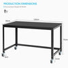 Large Rolling Computer Desk Metal Frame Writing Desk Workstation Lockable Wheels