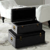 Set of 2 Velvet Wood Storage Trunks Chests Box Case Bedroom Living Room Lockable