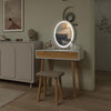 Dressing Table Set with 3-Mode LED Light Mirror Stool Vanity Wood Makeup Desk