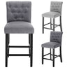 2x Chairs Bar Stools Bar Chairs linen Wood Legs Barstools High Stools grey