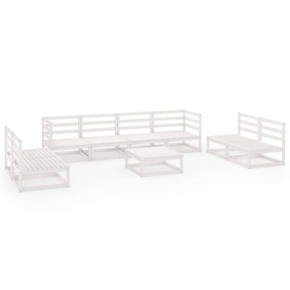 9 Piece Garden Set White Solid Pinewood I2M2