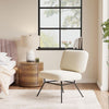 Industrial Style Sherpa Single Sofa Upholstered Seats Dining Chair W/ Metal Legs