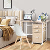 Folding Computer Desk Wheeled PC Laptop Table Writing Workstation with 3 Drawers