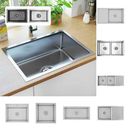 Handmade Kitchen Sink Plumbing Utility Waste Basin Stainless Steel