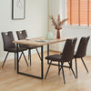 2 Retro Faux Leather Dining Chairs BrownV Stripe Seat Metal Leg Chairs High Back