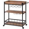 3Tier Metal Wood Rolling Kitchen Serving Trolley Cart Veg Storage Rack w/ Wheels