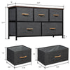 Chest of Drawers 5 Fabric Drawers Metal Frame Bedroom Storage Cabinet Dark Grey