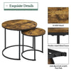Round Nesting Table, Wood Coffee Table Set of 2 for Small Space/Living Room