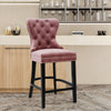 1/2x Retro Velvet Padded Barstool Button Back Kitchen Breakfast Bar Stool Chair
