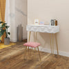 White Dressing Table Vanity Makeup Desk Set w/ Round Mirror Stool Drawer Bedroom