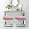 Upholstered Vanity Stool Footstool Sofa Table Chair Padded Seat X Shaped Stand