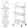 3 Tiers Kitchen Trolley Cart Slim Rolling Storage Rack Tray Shelf Rolling Wheels