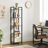 Tall Narrow Bookcase Vintage Industrial Display Unit Slim Rustic Storage Cabinet