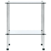 2/3 Tier Glass Shelf Unit Clear Modern Storage Display Side Table Furniture